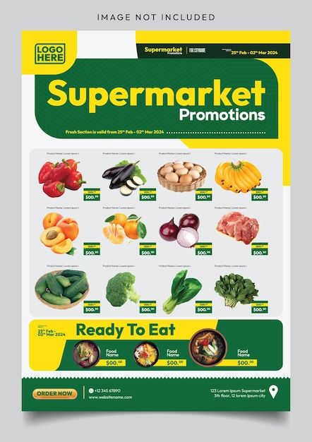 Supermarket promo flyer catalog template... | Premium Vector #Freepik #vector Grocery Discount Poster, Supermarket Offer Poster, Supermarket Catalogue Design, Supermarket Poster Design, Grocery Poster, Sale Promotion Design, Supermarket Poster, Promo Flyer Design, Supermarket Flyer