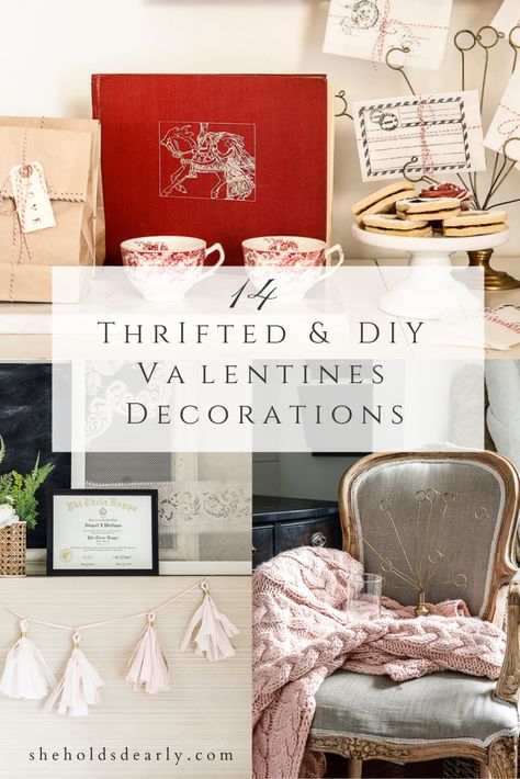 Check out these 14 thrifted and DIY Valentine Decorations for some elegant, vintage ideas this year in your home. Classy Valentines Day Decor, Moody Valentines Decor, Rustic Valentine Decor Diy, Mid Century Modern Valentines Decor, High End Valentines Decor, Classic Valentines Day Decor, Thrifted Valentines Gift, Eclectic Valentines Decor, Tasteful Valentine Decor