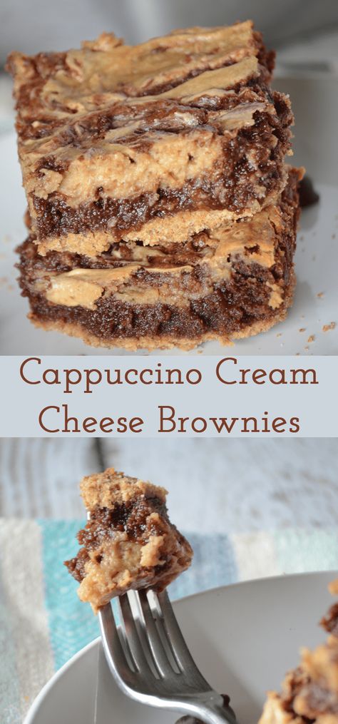 Cappuccino Dessert, Cream Cheese Brownie, Brown Noser, Cappuccino Recipe, Coffee Desserts, Cheese Brownies, Cream Cheese Brownies, Chocolate Cream Cheese, Brownie Recipe