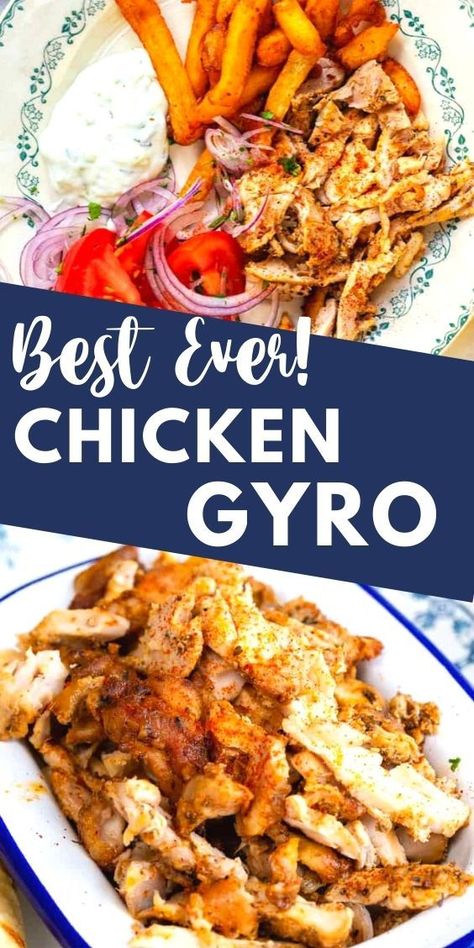 Pita And Chicken Recipes, Greek Yiros Recipe, Greek Chicken Gyros Recipes, Chicken Yiros Recipe, Chicken Yiros Marinade, Kebab Chicken Marinade, Chicken And Pita Bread Recipes, Gyro Meat Recipe Chicken, Chicken Gyro Meat Recipe