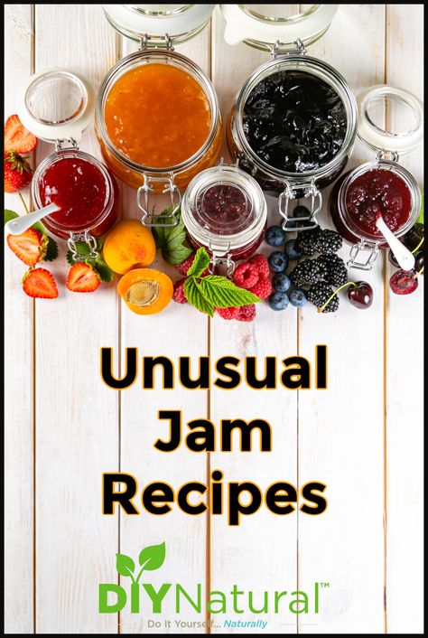 If you're like unusual jam recipes you're in the right place! From corn cob jam to bourbon jelly to banana jam to bacon jelly to T.O.E. jam! Cucumber Jam Recipes, Unusual Jam Recipes, Boozy Jam Recipes, Herb Jelly Recipes, Fall Jams And Jellies, Unusual Jams And Jelly Recipes, Jellies And Jams, Bourbon Jelly, Jelly Maker Recipes