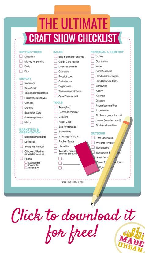 Free printable craft show checklist covering what you need to bring to a craft fair, farmers' market or trade show to make it through the day. Vendor Fair Checklist, Market Stall Checklist, Craft Show Checklist Free Printable, Vendor Checklist Craft Fairs, Artist Alley Checklist, Farmers Market Checklist, Craft Fair Checklist, Craft Show Checklist, Farmers Market Jewelry Display