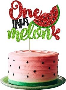 Gyufise 1Pc Watermelon 1st Birthday Cake Topper Glitter One in a Melon Cake Pick for Summer Fruit Watermelon Themed First Birthday Baby Shower Kids 1st Birthday Party Decorations Red One In A Melon Cake, Tutti Frutti Birthday Party, Lila Party, Melon Cake, Baby First Birthday Cake, Name Cake Topper, 1st Birthday Cake Topper, Watermelon Cake, Patterned Cake