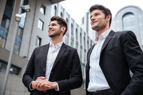 Two businessmen standing near business center by vadymvdrobot. Two successful young businessmen standing near business center#business, #standing, #businessmen, #center Shaking Hands Drawing, Business Man Photography, Hands Photos, Shaking Hands, Man Office, Hand Drawing Reference, Personal Branding Photoshoot, Business Men, Body Reference Poses