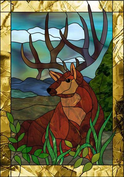 stained glass deer pattern | Get the stained glass pattern you want delivered instantly to your ... Stained Glass Deer, L'art Du Vitrail, Stained Glass Quilt, Stained Glass Diy, Stained Glass Crafts, Art Stained, Stained Glass Designs, Faux Stained Glass, Stained Glass Panels