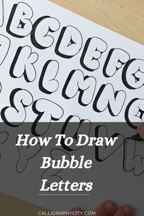 Learn . This tutorial is perfect for beginners of all Bubble Fonts Alphabet Graffiti, How To Draw Balloons, Bubble Letters Alphabet, Bubble Alphabet, Edgy Fonts, Bubble Drawing, Bubble Letter Fonts, Font Bubble, Calligraphy Tutorial