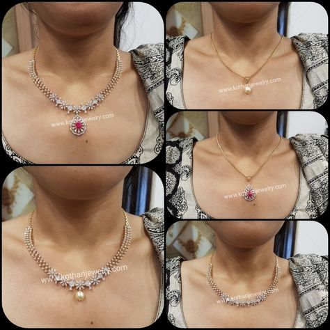 Simple Diamond Necklace Indian, Diamond Necklace Set Simple, Jewellery Design Gold, Simple Diamond Necklace, Mangalsutra Pendant, Uncut Diamond Necklace, Latest Gold Jewellery, Diamond Necklace Indian, Diamond Gold Earrings