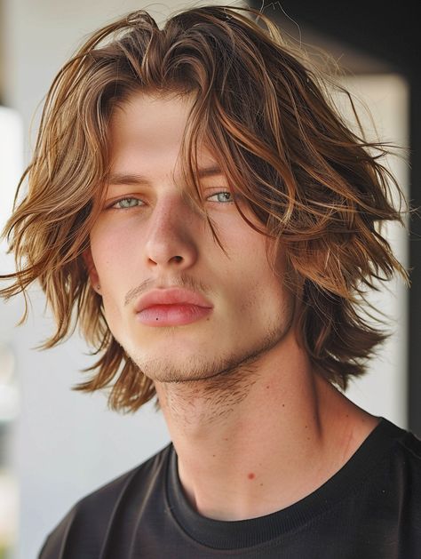 27 Layered Hairstyles for Men From Short to Long Including Medium Length Shaggy and Korean Styles Heart Shaped Face Long Hair, Men Medium Long Haircut, Medium Short Hair For Men, Men’s Shoulder Length Hair Layers, Guy Medium Length Hair, Longish Hair Men, Tousled Hair Men, Male Medium Length Hairstyles, Mid Length Hair With Layers Men