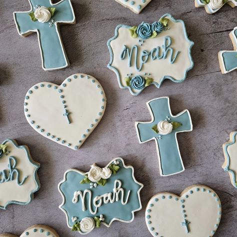 God bless Noah on his christening day! #petitesweetsbydonna #baptism #christening #christeningcookies #cookie #cookies #cookiesoffacebook #cookiesofinstagram Baptism Cookies Boy, Boy Baptism Cookies, Christening Cookies, Baptism Cookies, Baby First Birthday Themes, Baby Boy Baptism, First Birthday Themes, Boy Baptism, Birthday Themes