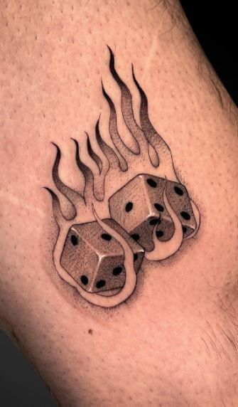 Dice Tattoos, Stippling Tattoo, Traditional Tattoo Stencils, Dice Tattoo, Modern Art Tattoos, Tattoo Me, Card Tattoo Designs, Simple Tattoos For Guys, Tattoo Shading