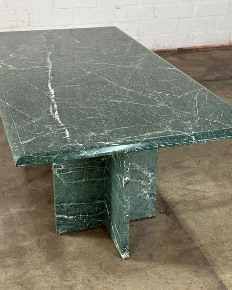 Vintage Marble Coffee Table Price: 1500 Dimensions: W48 D24 H17 Green Marble Coffee Table, Mid Century Vintage Furniture, Vintage Mid Century Furniture, Marble Coffee Table, Mid Century Vintage, Green Marble, Dining Tables, Vintage Furniture, Kitchen Cabinets