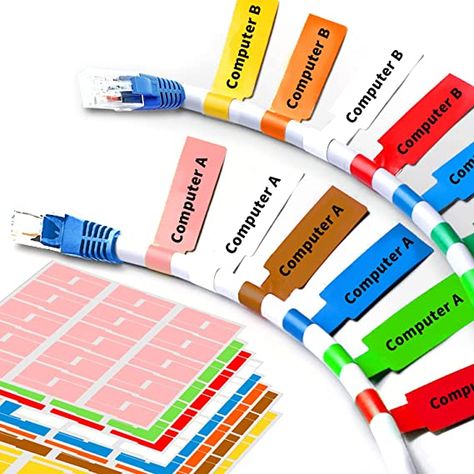 Amazon.com: 8 Sheet 240 Pcs Cable Labels Tags for Cable Management, Wmiwulien Colorful Waterproof Cord Labels Tags for Electronics, Self Adhesive Tear Resistant Wire Labels for Laser Printer and Handwriting : Industrial & Scientific Electronic Shelf Label, Wire Management Ideas Cable Organizer, Cable Labels, Network Rack Cable Management, Desk Cable Managment, Computer Cables, Charger Cord, Electrical Cord, Electronics Components