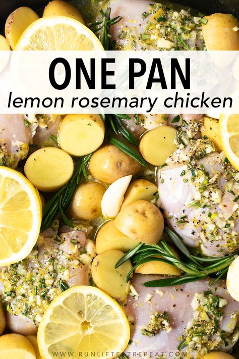 Rosemary Chicken Marinade, Lemon Rosemary Chicken Breast, Rosemary Chicken And Potatoes, Garlic Rosemary Chicken, Herb Marinade, Rosemary Recipes, Lemon Rosemary Chicken, Chicken And Potatoes, Pan Recipe