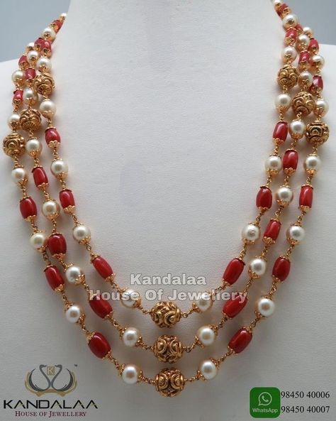 Coral Pearl Jewelry, Coral Pearl Necklace, Coral And Pearl Beads Jewellery, Coral Gold Necklace, Coral Beads Jewellery Designs, Coral And Pearl Necklace, Coral Gold Jewellery, Pagadalu Necklace, Coral Necklace Indian