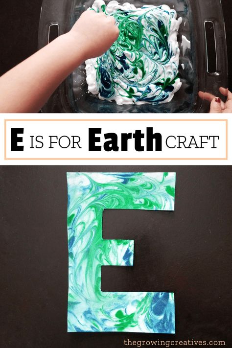 Letter of the Week: E • The Growing Creatives Letter A Art For Toddlers Craft Ideas, Easter Ideas For Toddlers, E Is For Earth, Letter E Art, Letter E Activities, Letter E Craft, Preschool Letter Crafts, Craft Preschool, Earth Craft