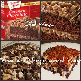 Upside Down German Chocolate Cake Recipe, Upside Down German Chocolate Cake, Chocolate Cake Mix Recipes, Chocolate Dump Cake, Cake Mix Muffins, German Chocolate Cake Recipe, Cake Portions, Boxed Cake Mixes Recipes, German Chocolate Cake Mix