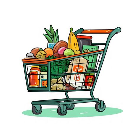 Shopping cart cartoon basket plant. | premium image by rawpixel.com / Nardsucha Shopping Cart Clipart, Grocery Cart Drawing, Shopping Cart Drawing, Supermarket Drawing, Shopping Animation, Carrot Drawing, Ux Project, Supermarket Logo, Blue Room Decor