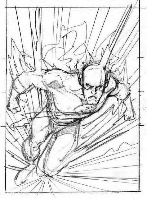 Flash The Flash Sketch Art, Mike Wieringo Art, The Flash Sketch, Superhero Poses, Flash Sketch, Dc Flash, Flash Drawing, Comic Art Sketch, Speed Force