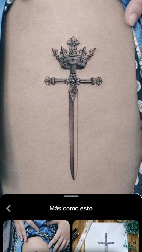 Dagger Designs Ideas, Tatoo Crown, Tattoo Homme, Queen Of Swords, Crown Tattoo Design, Cross Tattoo Designs, Inspiration Tattoos, Dagger Tattoo, Crown Tattoo