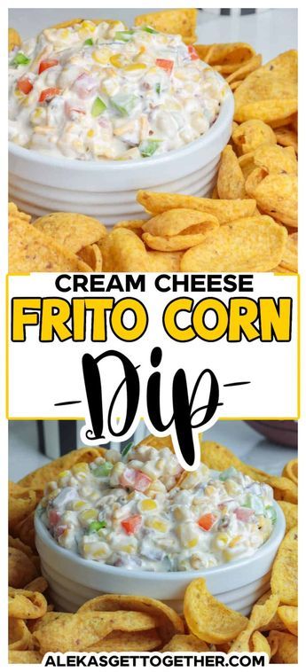 This Frito corn dip with cream cheese is a delicious and creamy appetizer that is perfect for parties, potlucks, game day or any gathering where you want to impress your guests with a tasty snack. Frito Corn Dip, Corn Cream Cheese Dip, Corn Dip With Fritos, Corn Dip With Cream Cheese, Cheesy Corn Dip, Dip With Cream Cheese, Corn Recipes Side Dishes, Canning Sweet Corn, Corn Dip