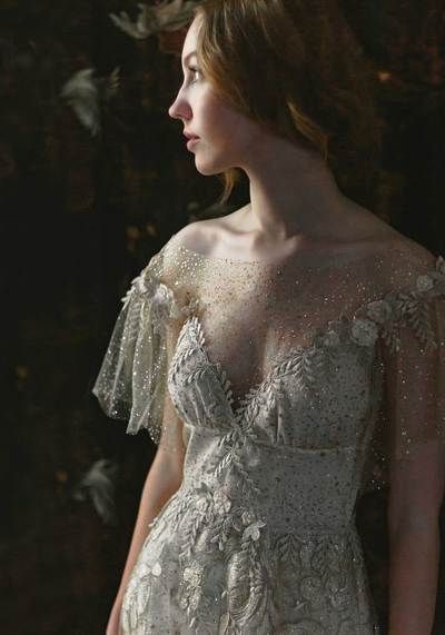 Shop for the wedding dress of your dreams at Claire Pettibone. Her dresses are known for their feminine silhouettes, romantic styles and vintage appeal. Vintage Wedding Dress 1920s, 1920s Wedding Dress, Vogue Vintage, Empire Wedding Dress, Short Sleeve Wedding Dress, Vintage Wedding Dresses, Claire Pettibone, Dress Guide, Neckline Dress