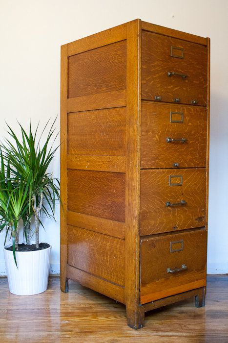 Victorian Library Study, Antique File Cabinet, Guest Room Office Ideas, Furniture Reference, Wood File Cabinet, Wooden File Cabinet, Arts And Crafts Period, Vintage Filing Cabinet, 4 Drawer File Cabinet