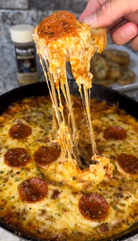 Meat Lover’s Pizza Dip Hot Honey Pepperoni Pizza Dip, Meat Lovers Pizza Dip, Hot Honey Pepperoni Pizza, Honey Pepperoni Pizza, Pork Side Dishes, Campfire Pizza, Pizza Dip Recipes, Pepperoni Pizza Dip, Small Slow Cooker