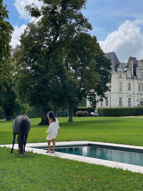 old money french chateau castle horses summer Old Money Castle, Small Chateau, Luxury Life Aesthetic, Client Board, Futuristic House, Dream Birthday, Equestrian Aesthetic, French Summer, Japan Home