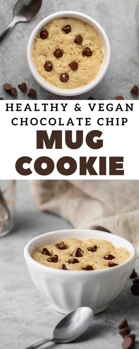 This Vegan mug cookie is healthy, gluten-free, and tastes like the most decadent dessert ever. Ever get a chocolate chip cookie craving but don't want to make a full batch, and also don't want to make something completely unhealthy? This healthy chocolate cookie in a mug is here to satisfy your wildest cravings. #chocolatechipcookie #vegan #vegandessert #vegandessertrecipe #recipeforone #singleserve #veganchocolatechipcookie #veganmugcake Mug Cookie Recipes, Chocolate Chip Mug Cookie, Mug Cookie, Vegan Chocolate Cookies, Lifestyle Of A Foodie, Chip Mug, Banana Nice Cream, Vegan Whipped Cream, Homemade Snickers