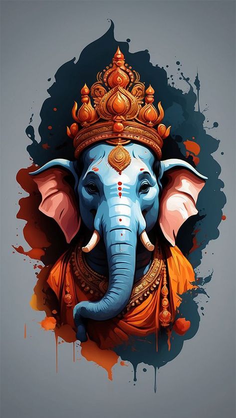 Lord Ganesha Hd Wallpaper Cute, Hindu Gods Art Painting, Ganapathi Images, Ganesha Vector, Ganesha Poster, Ganesha Wallpaper, Ganesh Painting, Arte Ganesha, Ganesha Art Illustration