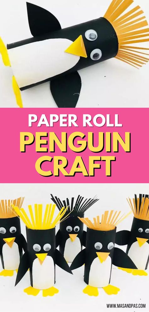 What a super cute and easy craft idea for kids! You can easily make these adorable penguins as a winter craft project using paper rolls. Definitely going to make these this year! #wintercrafts #penguins #funkidscrafts #easycraftsforkids #easykidscrafts Egg Carton Penguins, Penguin Paper Craft, Penguin Craft For Kids, January Craft, Adorable Penguins, Toilet Roll Craft, Penguin Crafts, Penguin Craft, Fun Activities For Toddlers