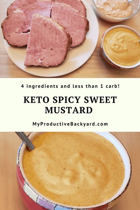 Keto Spicy Sweet Mustard; Dipping Sauce that will make your taste buds sing and with less than 2/3 of a carb per 2 Tbsp serving! #Keto #LowCarb #LCHF #KetoDiet #MyProductiveBackyard #glutenfree #ketogenicdiet #lowcarbhighfat #Ketorecipes #Lowcarbrecipes #sauces #spicymustard #mustardsauce #ketosauce Spicy Mustard Sauce, Keto Cabbage Recipe, Benefits Of Eating Eggs, Twice Baked Cauliflower, Keto Sauce, Keto Easter, Low Carb Cereal, High Fat Low Carb Recipes, Summertime Salads