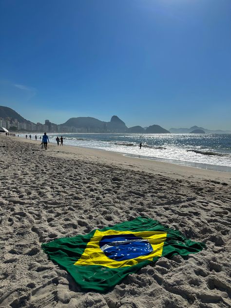 Brazil brazilian ipanema copacabana leblon rio de janeiro flag beach ocean sand sunshine summer exotic paradise Brazil Ipanema, Ocean Sand, Copacabana Beach, Rio De Janeiro, Brazil, Vision Board, Flag, Collage, Pins