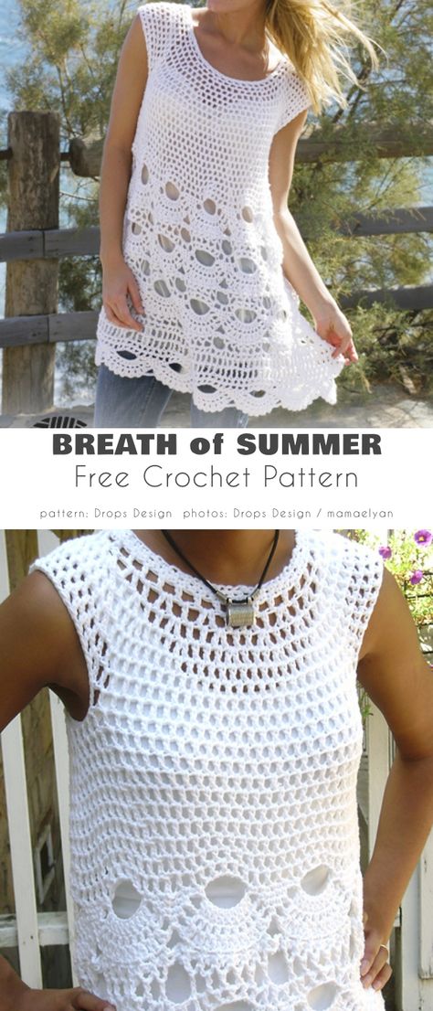 Crochet Ladies Tops Summer, Crochet Summer Skirt Free Pattern, Crochet Summer Dress Pattern Free Women, Free Crochet Tunic Patterns, Beach Dress Crochet Pattern, Crochet Tunic Pattern Free For Women, Ladies Crochet Tops Free Patterns, Free Crochet Summer Top Patterns, Free Crochet Dress Patterns For Women