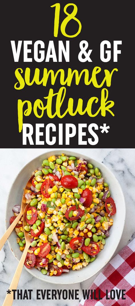 18 Vegan & Gluten-Free Summer Potluck Recipes - Hearty salads, baked beans, scrumptious desserts, and more - perfect for making ahead and impressing everyone at the next barbecue or party. Gluten Free Potluck, Gluten Free Picnic, Summer Potluck Recipes, Vegan Picnic, Vegan Potluck, Summer Potluck, Potluck Ideas, Vegan Potato Salads, Vegan Summer Recipes