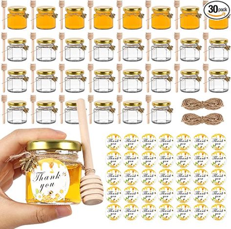 Baby Shower Favours For Guests, Honey Jars, Baby Shower Gift Bags, Mini Mason Jars, Bee Baby Shower Theme, Canning Lids, Baby Favors, Wedding Shower Favors, Mini Jars