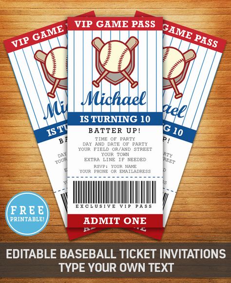 baseball-party-invite Baseball Ticket Invitation, Baseball Party Invitations, Baseball Birthday Party Invitations, Baseball Tickets, Baseball Birthday Invitations, Baseball Invitations, Baseball Theme Birthday, Birthday Party Invitations Free, Baseball Theme Party