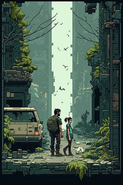 Pixelart Landscapes, The Last Of Us Aesthetic Wallpaper, Wallpaper For Pixel, Pixelated Wallpaper, Pixel Game Art, Videogames Wallpaper, Last Of Us Wallpapers, Tlou Art, Tlou Wallpapers