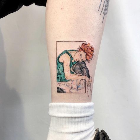 Kozo_tattoo on Instagram: “Egon Schiele is one of my favorites ✨” Egon Schiele Tattoo, Badass Tattoos For Men, Great Tattoo Ideas, Cute Tattoo Ideas, Leg Tattoo Ideas, Best Leg Tattoos, Tattoos For Men And Women, Cute Tattoo, Inspiration Tattoos