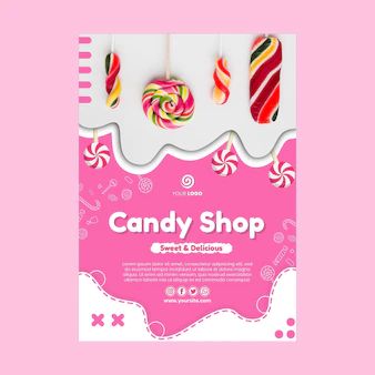 Candy Shop Ideas Design, Candy Logo, Posters Ideas, Coffee Candy, Candy Poster, Fashion Poster Design, Shop Poster, Candy Store, Candy Shop