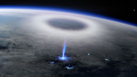 The origins of an enigmatic type of lightning in the upper atmosphere has been traced to a 10-microsecond flash of bright blue light. Thunderstorm Clouds, Blue Lightning, Atmospheric Phenomenon, International Space Station, Earth From Space, Above The Clouds, Science News, Space Station, Clear View