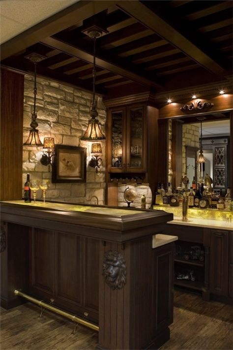 I so want a bar in my Man Cave and this is nice and classy.  [ Wainscotingamerica.com ] #Mancave #wainscoting #design Irish Pub Interior, Pub Interior Design, Basement Bar Plans, Basement Bar Design, Bar Deco, Pub Interior, Basement Bar Designs, Home Bar Design, Home Pub