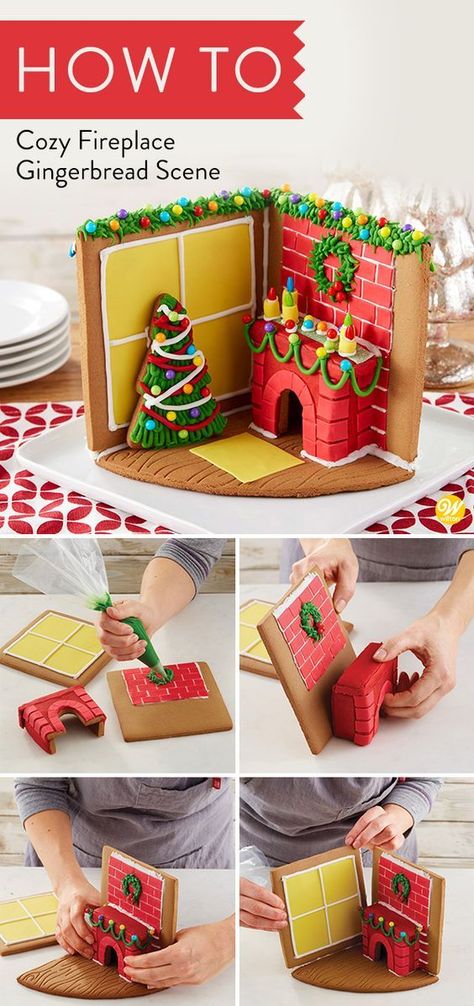 3d Gingerbread, Gingerbread House Parties, Gingerbread House Designs, Wilton Cake Decorating, Gingerbread House Decorations, Cookie House, Christmas Tree Cookies, Holiday Cookie Recipes, Christmas Gingerbread House