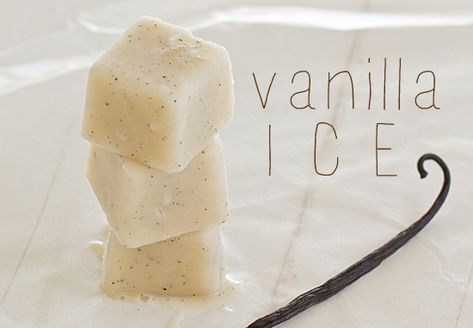 Vanilla Ice Cubes for Iced Coffee & Other Summer Drinks - Ha! Author says, "They won't rock a mic like a vandal, but they will keep your drinks cool and give them a sweet, creamy texture" Yummy Summer Drinks, Icee Recipe, Ice Makers, Tasty Drinks, Awesome Food, Menu Ideas, Breakfast Food, Vanilla Ice, Ice Cubes