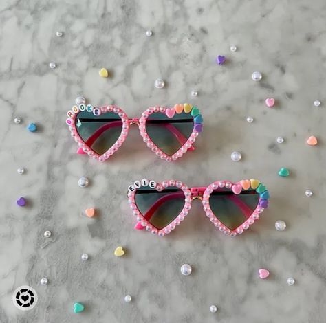 Personalized Hearts On Hearts Sunglasses Custom beaded name sunglasses and hair clips for kids and babies Heart Sunglasses With Beads, 12th Birthday Party Ideas, Beaded Sunglasses, 12 Birthday, Personalized Sunglasses, Birthday Inspo, Team Mom, Resin Jewelry Making, Princess Collection