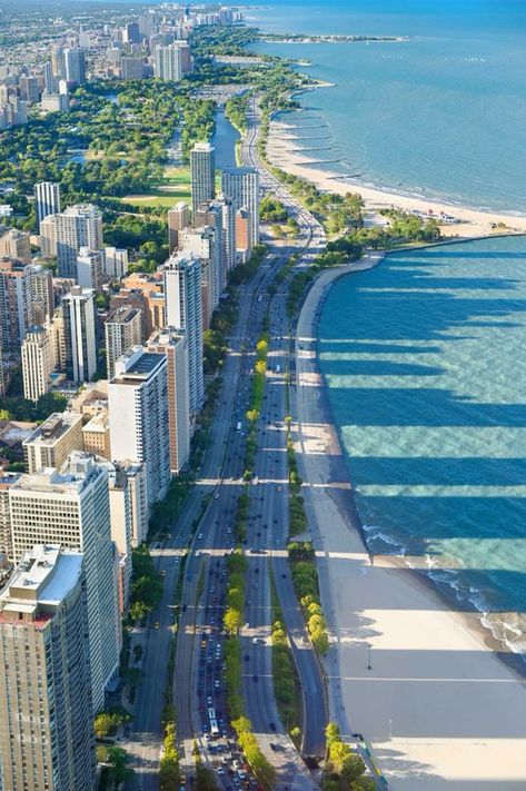 Most Affordable Beaches in USA. Plan your travel Itinerary for USA. Pin this! Lake Shore Drive Chicago, 8th Grader, Chicago Lake, Chi Town, Lake Shore Drive, City Planning, Chicago Usa, Weekend Humor, Lake Shore