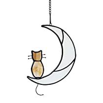 Check this out on Amazon Moon Stained Glass Window, Cat On Moon, Stained Glass Window Hangings, Cat Memorial Gift, Cat Themed Gifts, Stained Glass Window Hanging, Orange Tabby Cats, Yellow Cat, Orange Tabby