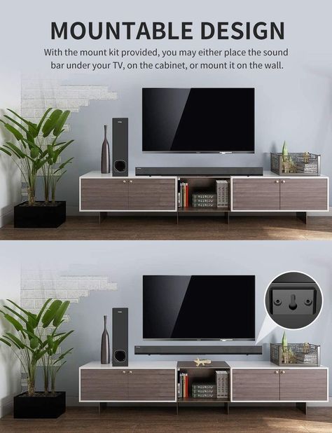 Tv Wall Design Luxury, Tv Sound Bar, Bar Tv, Sound Bar Mount, Soundbar Tv, Tv Sound, Tv Design, Tv Wall Design, Home Audio Speakers