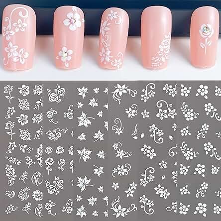 Amazon.ca : Flowers Nails Art Stickers 3D Self-Adhesive Colorful Flower Nails Decals Heart Butterfly Colorful Flowers Design Nails Art Supplies for Women Girls DIY Acrylic Nails Manicure Decals Decorations Colorful Flower Nails, White Flower Nail Art, Rosé Cartoon, Nails Decals, Stickers For Nails, Acrylic Nails Designs, Flowers Nails, Nail Effects, Nail Polish Stickers