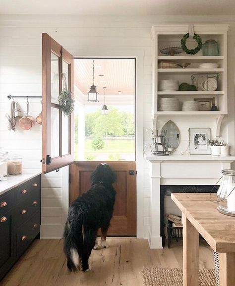 Pantry Dutch Door, Door In Kitchen, Dutch Door Interior, Dutch Kitchen, Cottage Core Home, French Country Interiors, Old Home Remodel, Harbor House, Dutch Door